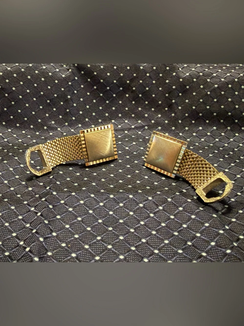 Gold-Tone Square Mesh Cufflinks - Men's Accessory